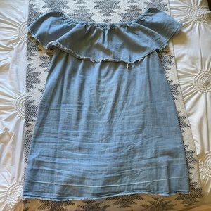 7 For All Mankind Denim Off the Shoulder Dress